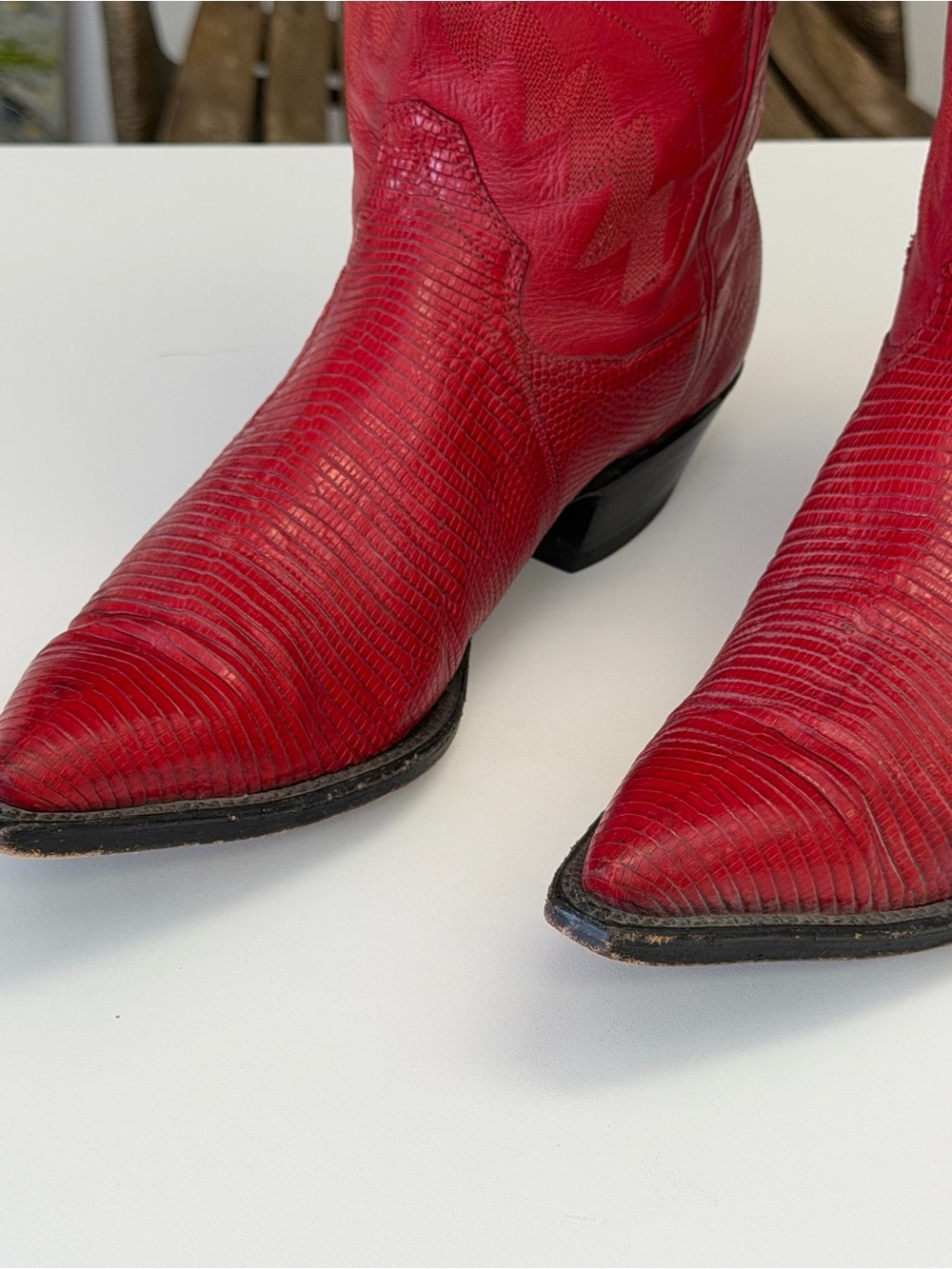 Panhandle Slim Vintage Red Leather Cowboy Boots Size 6.5 - Picture 3 of 8